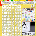 Pack of 60 Flower and Animal Painting Stencils, Reusable PET Templates
