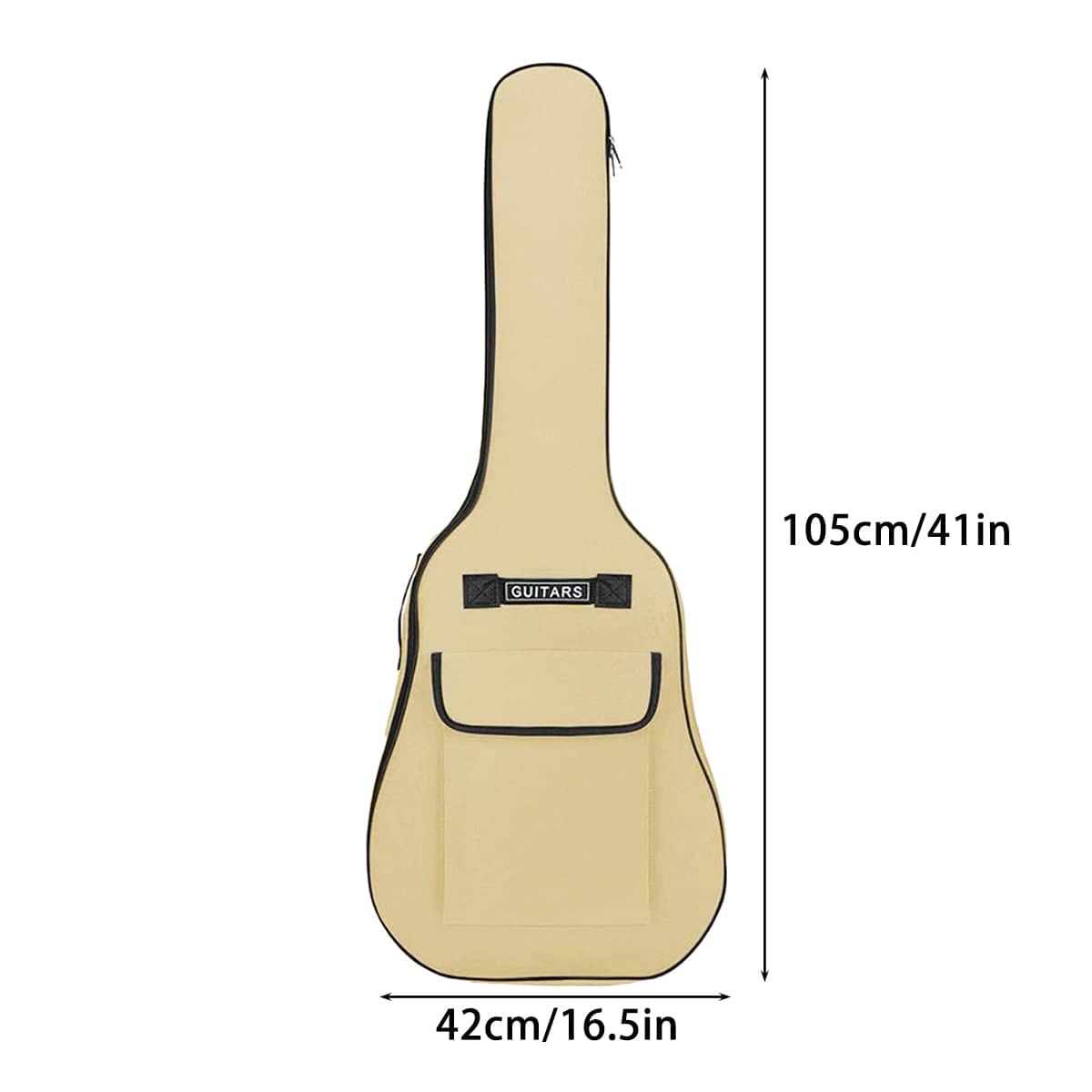 Padded Guitar Gig Bag with Double Shoulder Straps - 105 x 42 cm, Beige - view 3