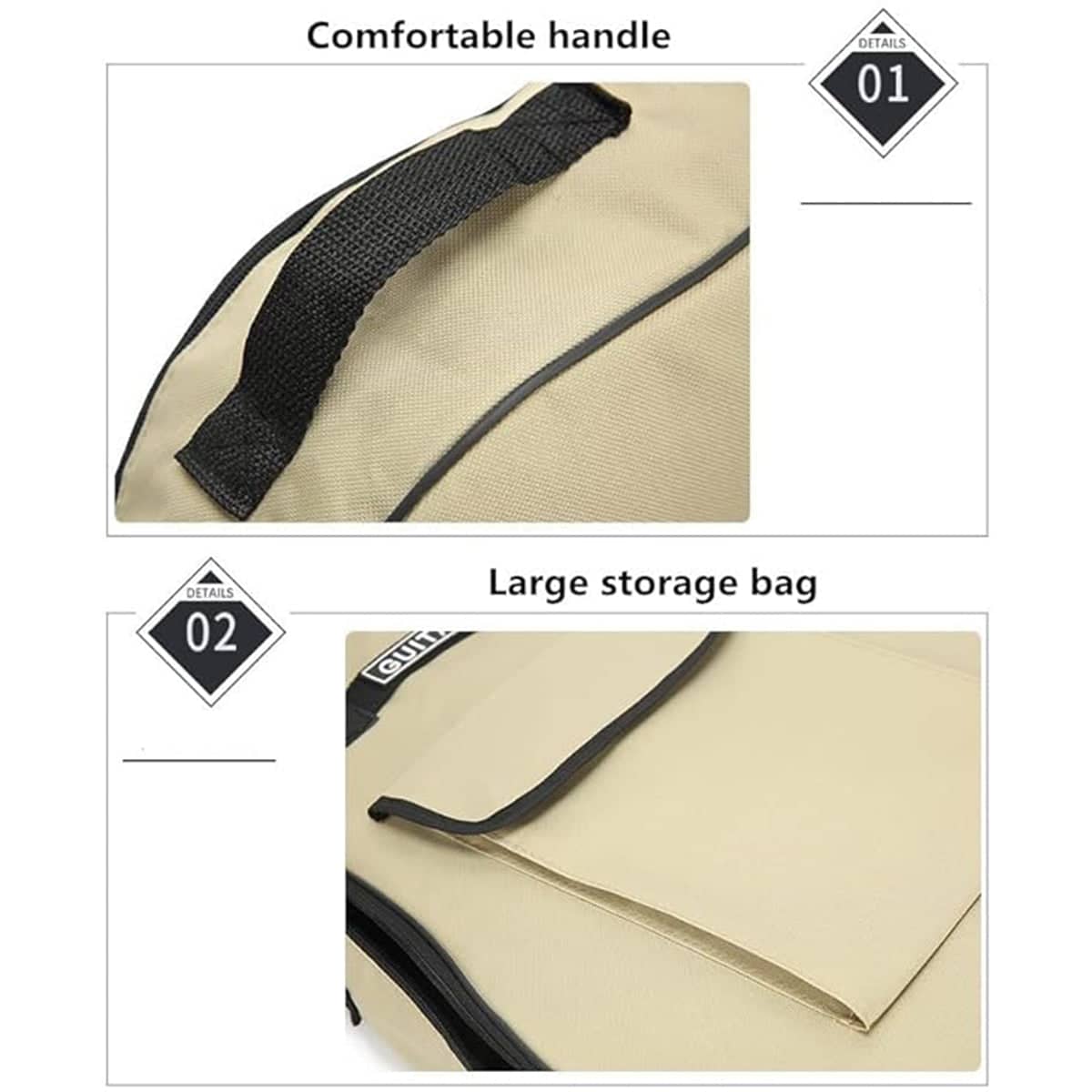 Padded Guitar Gig Bag with Double Shoulder Straps - 105 x 42 cm, Beige - view 5