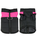Padded Waterproof Dog Jacket with Front Zip - Black and Pink