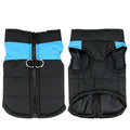 Padded Waterproof Dog Jacket Vest - Black and Light Blue, Size XL (Chest 50cm)