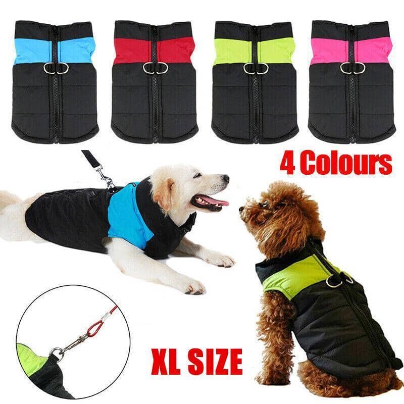 Padded Waterproof Dog Jacket Vest - Black and Light Blue, Size XL (Chest 50cm) - view 2