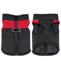 Padded Waterproof Dog Jacket Vest - Black and Red, Size XL (Chest 50cm)