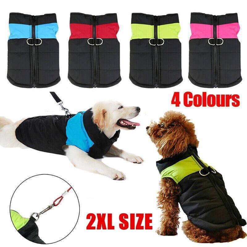 Padded Waterproof Dog Jacket with Zip - Lime Green, 2XL (Chest 54 cm) - view 2