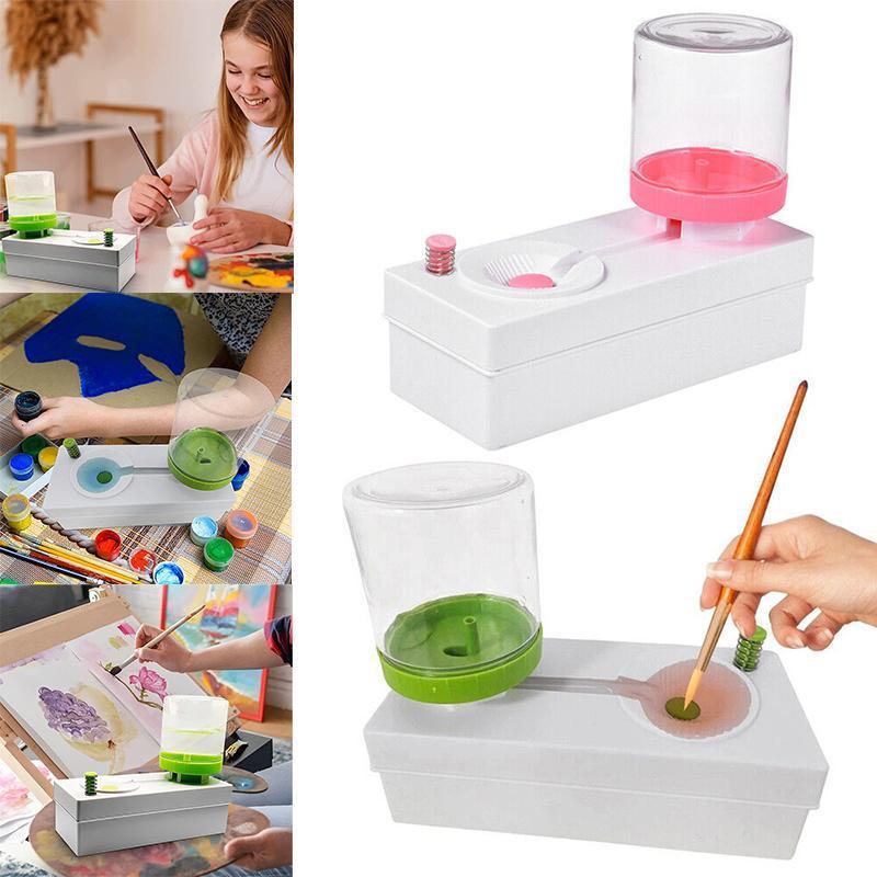 Paintbrush Rinser Cleaning Brush Washer for Watercolour and Calligraphy - Green and Pink - view 3