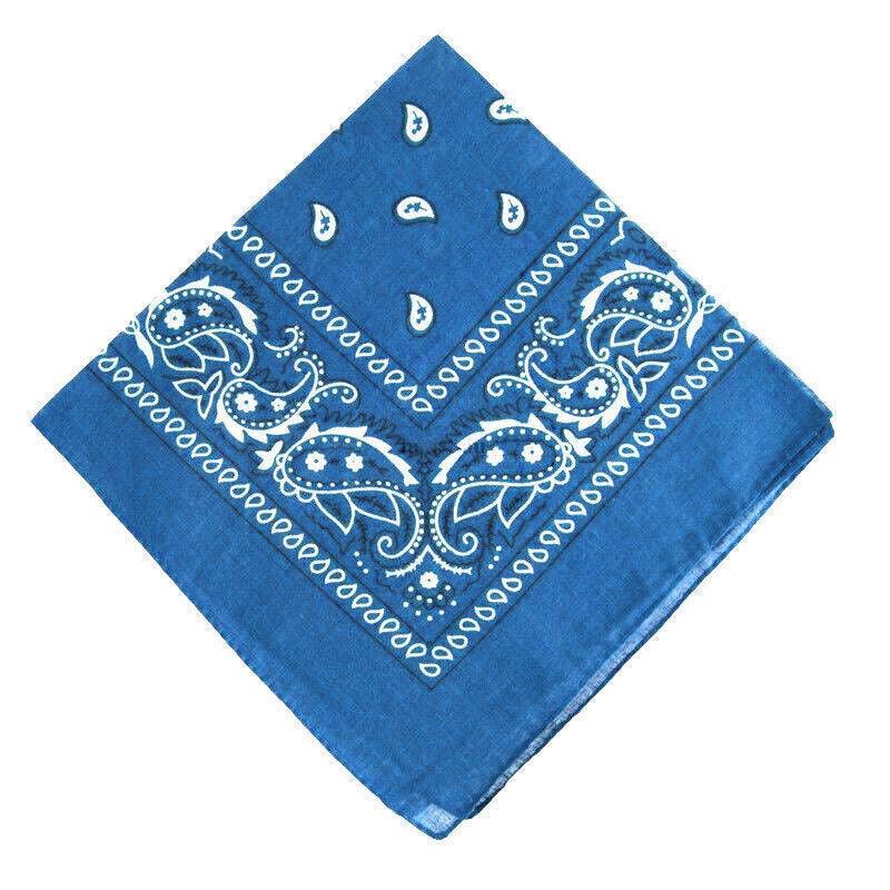 Paisley Bandana Head Wrap Scarf - Medium Blue