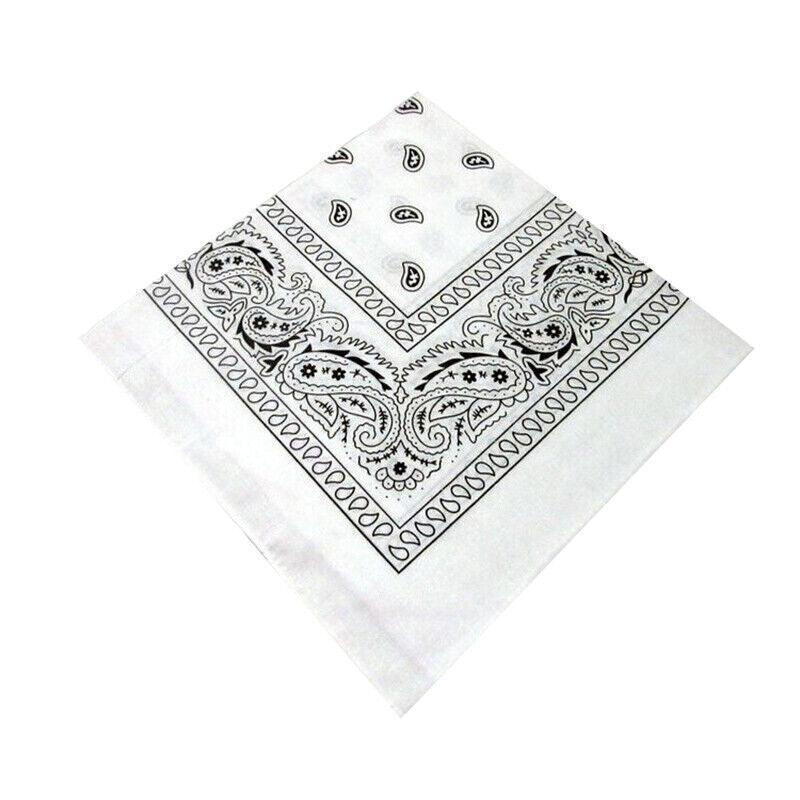 Paisley Bandana Head Wrap Scarf - White