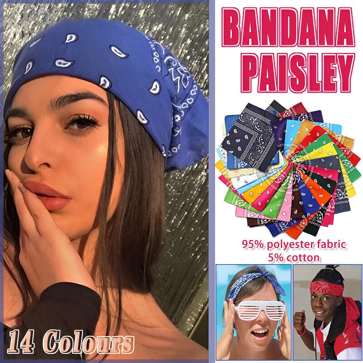 Paisley Bandana Head Wrap Scarf - White - view 2