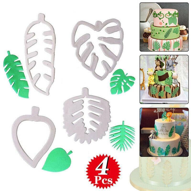 Palm Tree, Turtle and Leaf Fondant Cookie Cutter Set of 4