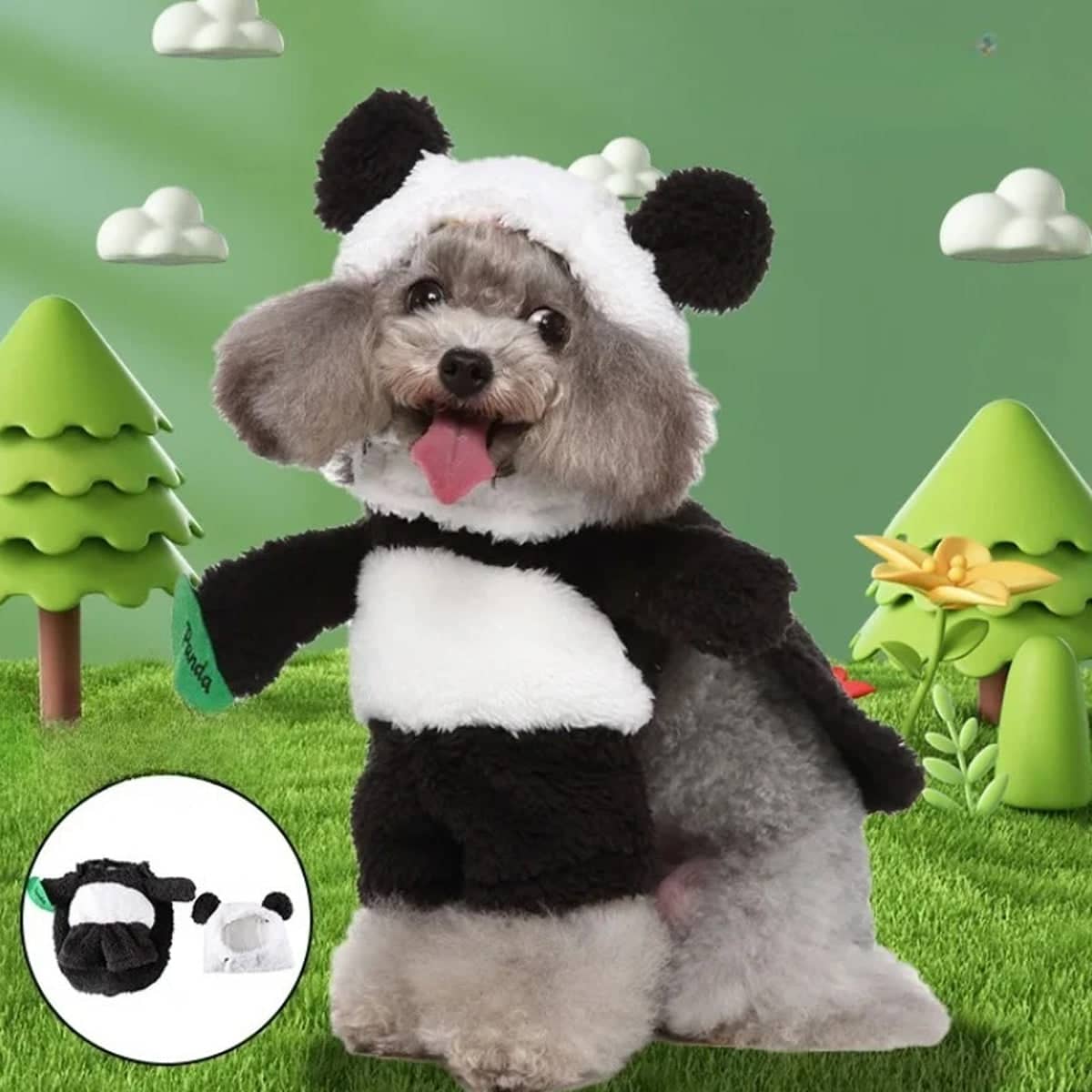 Panda Dog Coat Thickened Cotton for Autumn and Winter - Size L (Back 32 cm) - view 5