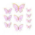 Paper Butterfly Cake Toppers, Pack of 10 - Pink with Gold Edge