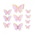 Paper Butterfly Cake Toppers, Pack of 10 - Pink with Gold Wing Lines