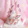 Paper Butterfly Cake Toppers, Pack of 10 - Pink with Gold Wing Lines - view 5