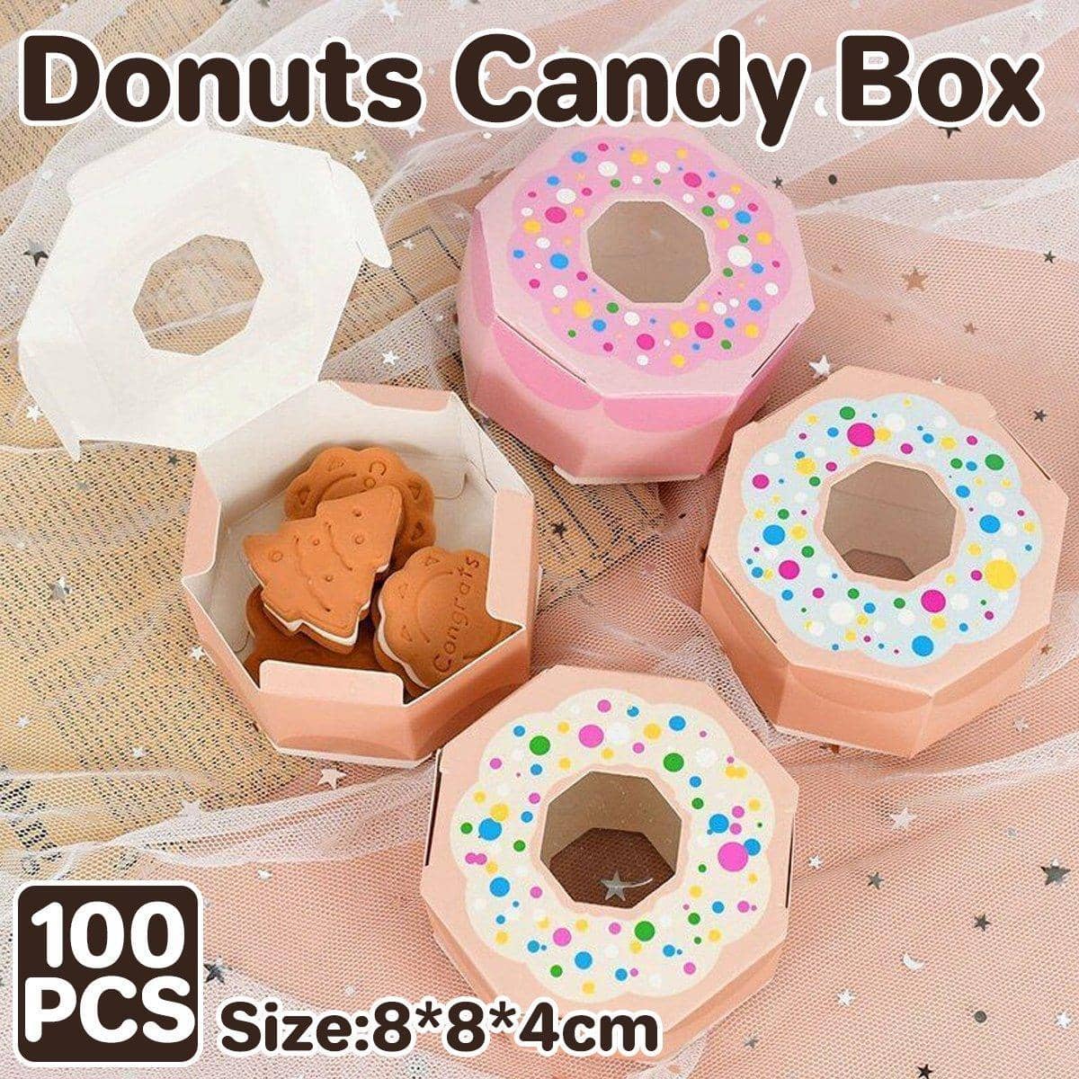 Paper Doughnut Candy Boxes for Weddings and Parties - Baby Pink, Pack of 100 - view 2