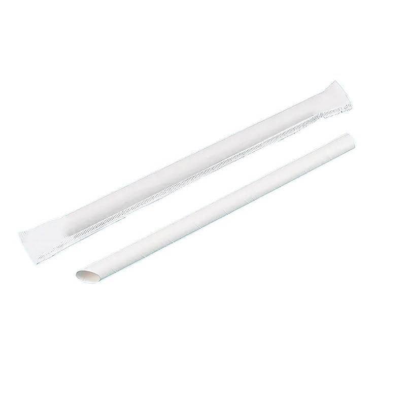 Paper Drinking Straws 12 x 230 mm, Pack of 1000 - White