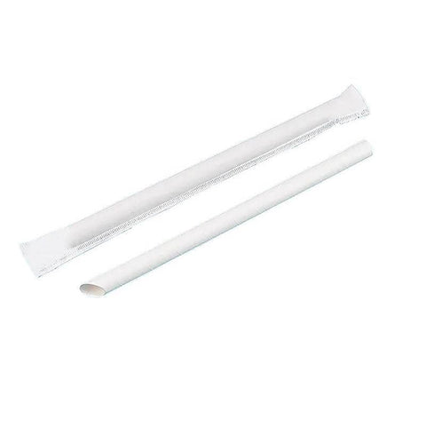 Paper Drinking Straws 12 x 230 mm, Pack of 1000 - White