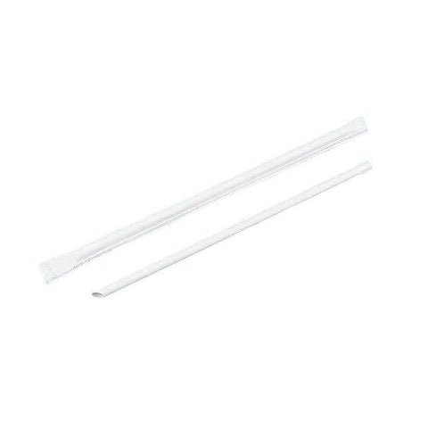 Paper Drinking Straws 6 x 190 mm, Pack of 2000 - White