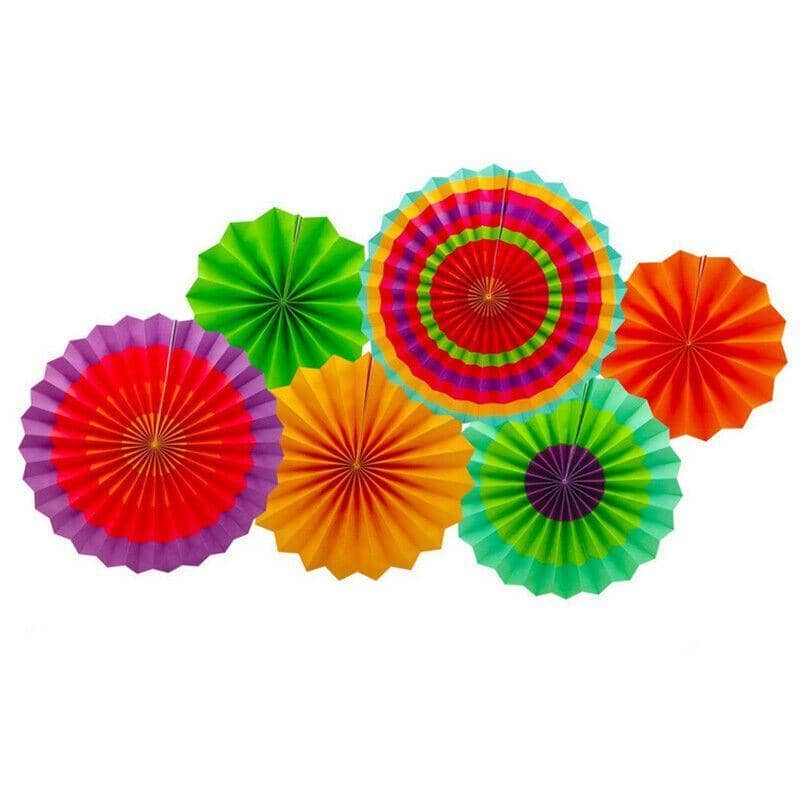 Paper Fan Party Decorations, Multicolour Mexican Fiesta Hanging Decor, Pack of 6 - view 2
