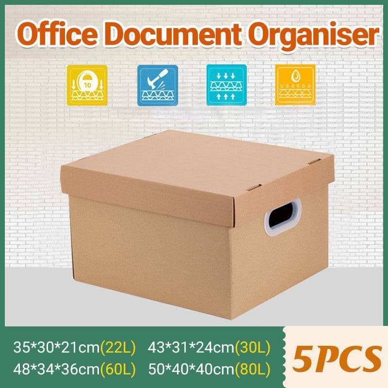 Paper File Storage Boxes, Pack of 5 - 22 Litre (35 x 30 x 21 cm)