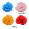 Paper Flower Balls, 20 cm, Pack of 10 - Blue - view 4