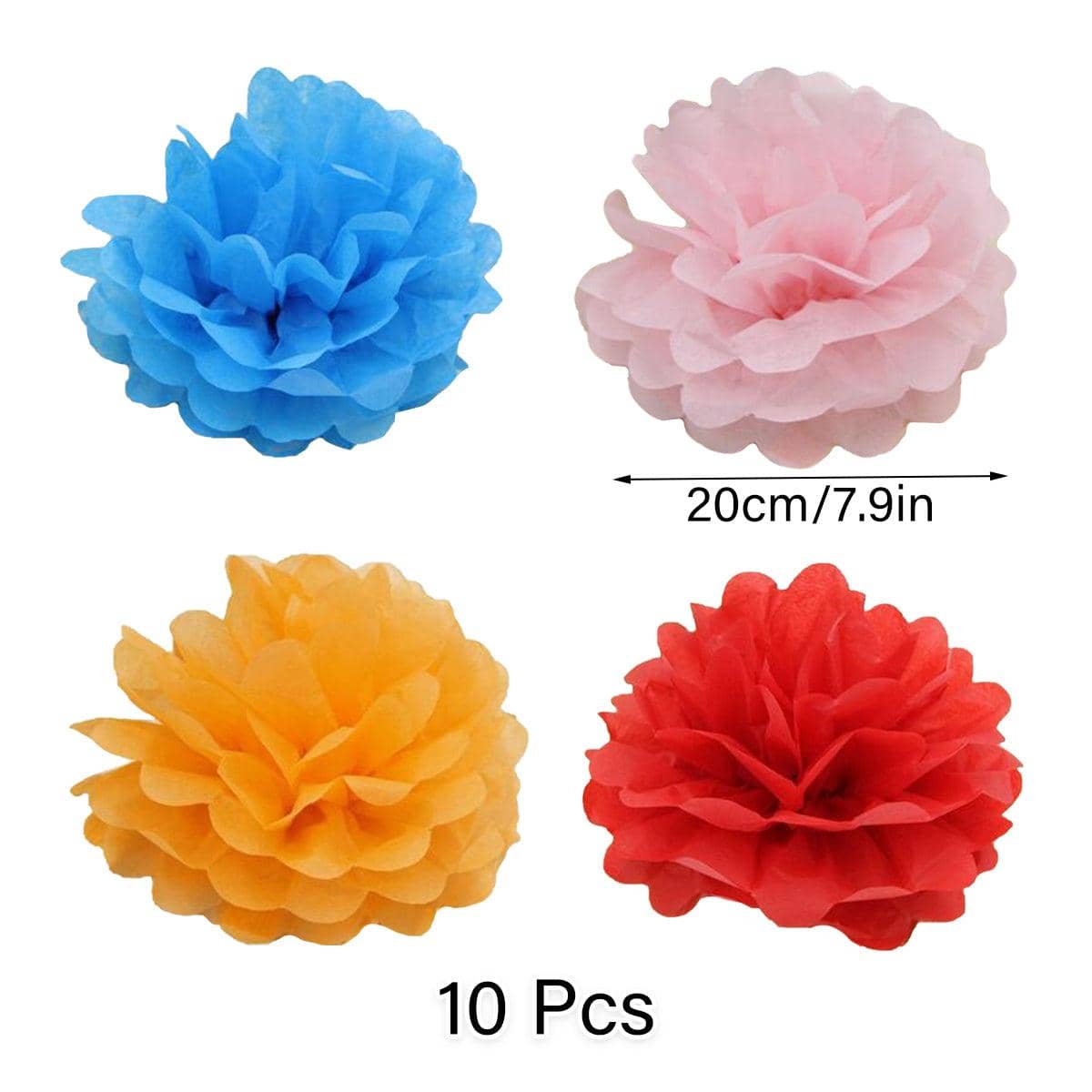 Paper Flower Balls, 20 cm, Pack of 10 - Blue - view 4