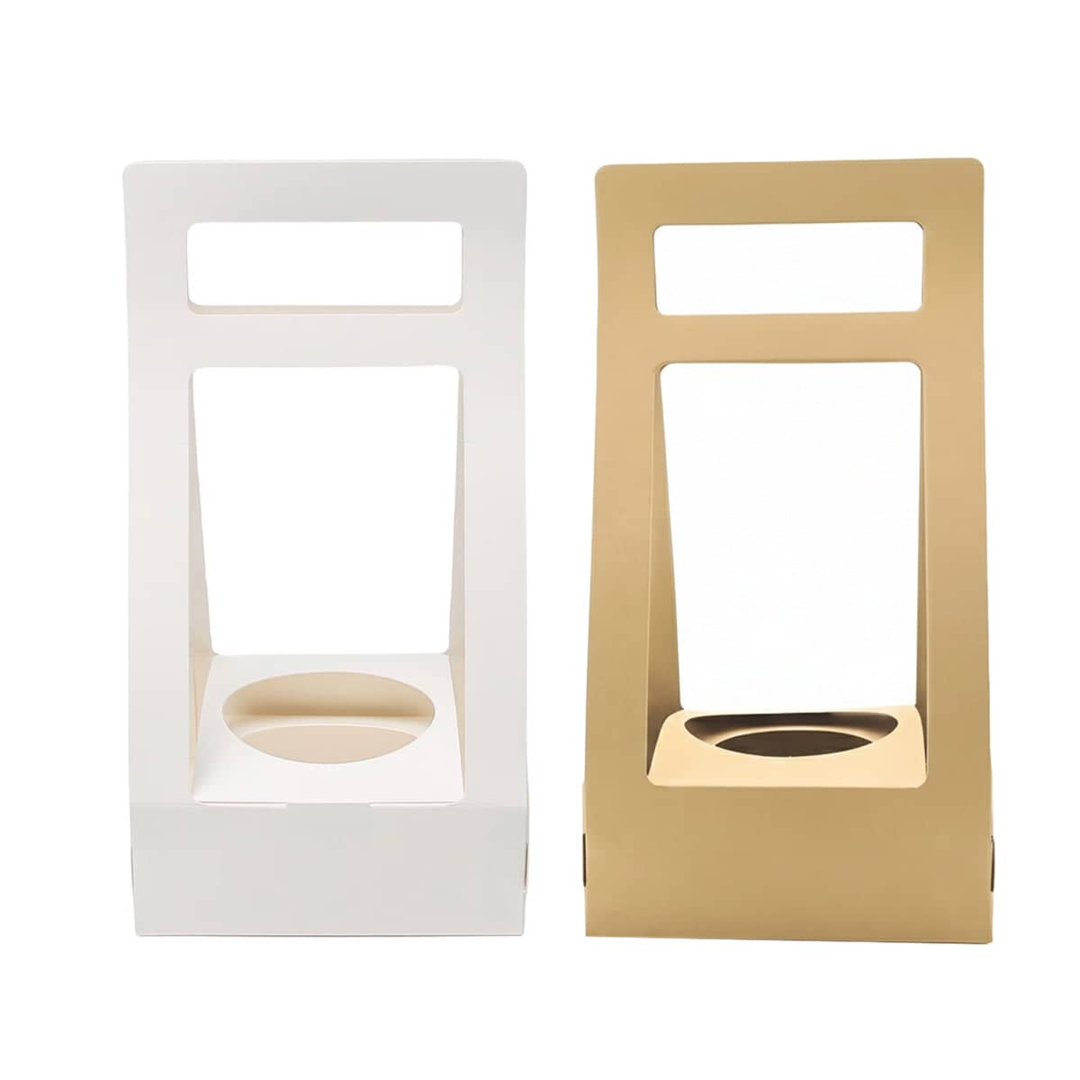 Paper Flower Gift Boxes with Handle, Pack of 30 - Kraft - view 3