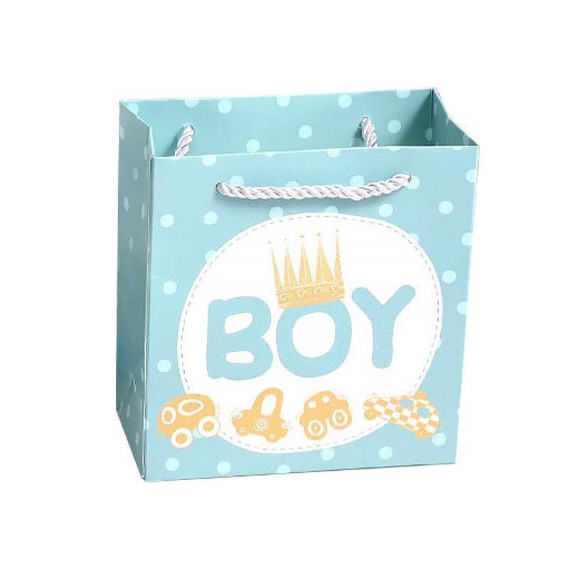 Paper Gift Bags with Handles, Pack of 25 - Blue Boy with Crown
