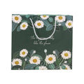 Paper Gift Bags with Handles, Pack of 25 - Green Daisy Print