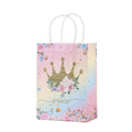 Paper Gift Bags with Handles, Pack of 30 - Gold Crown and Floral Design