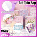 Paper Gift Bags with Handles, Pack of 30 - Gold Crown and Floral Design - view 2