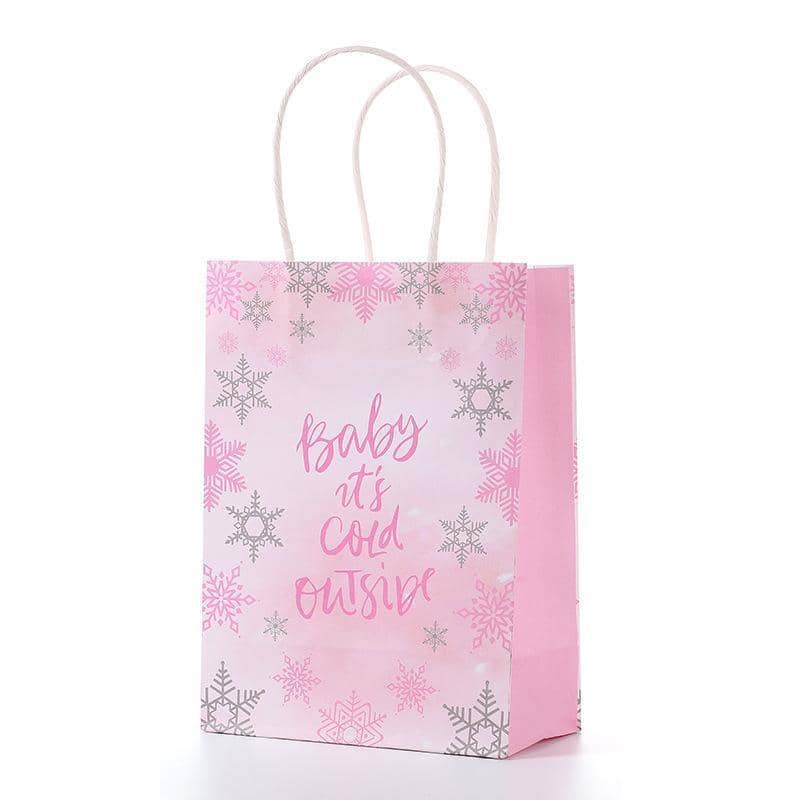 Paper Gift Bags with Handles, Pack of 30 - Snowflake Design
