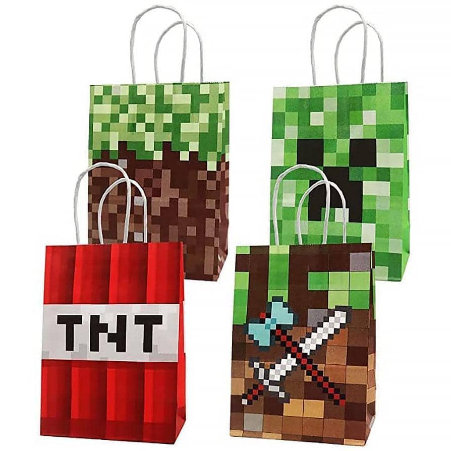 Paper Gift Bags with Handles, Pixel Block Themed - Pack of 40, 21 x 15 x 8 cm - view 2