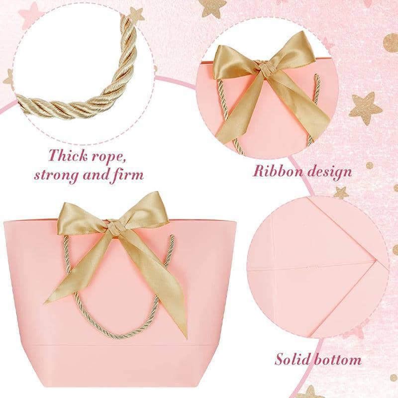 Paper Gift Bags with Ribbon Bow Handles, 14 x 7 x 15 cm, Pack of 50 - White - view 5
