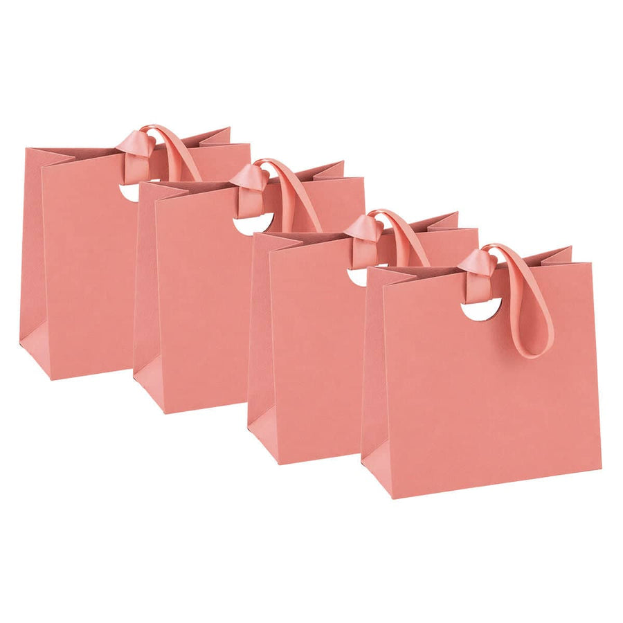 Paper Gift Bags with Ribbon Handles, Pack of 4 - Pink