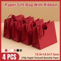 Paper Gift Bags with Ribbon Handles, Pack of 4 - Pink - view 2