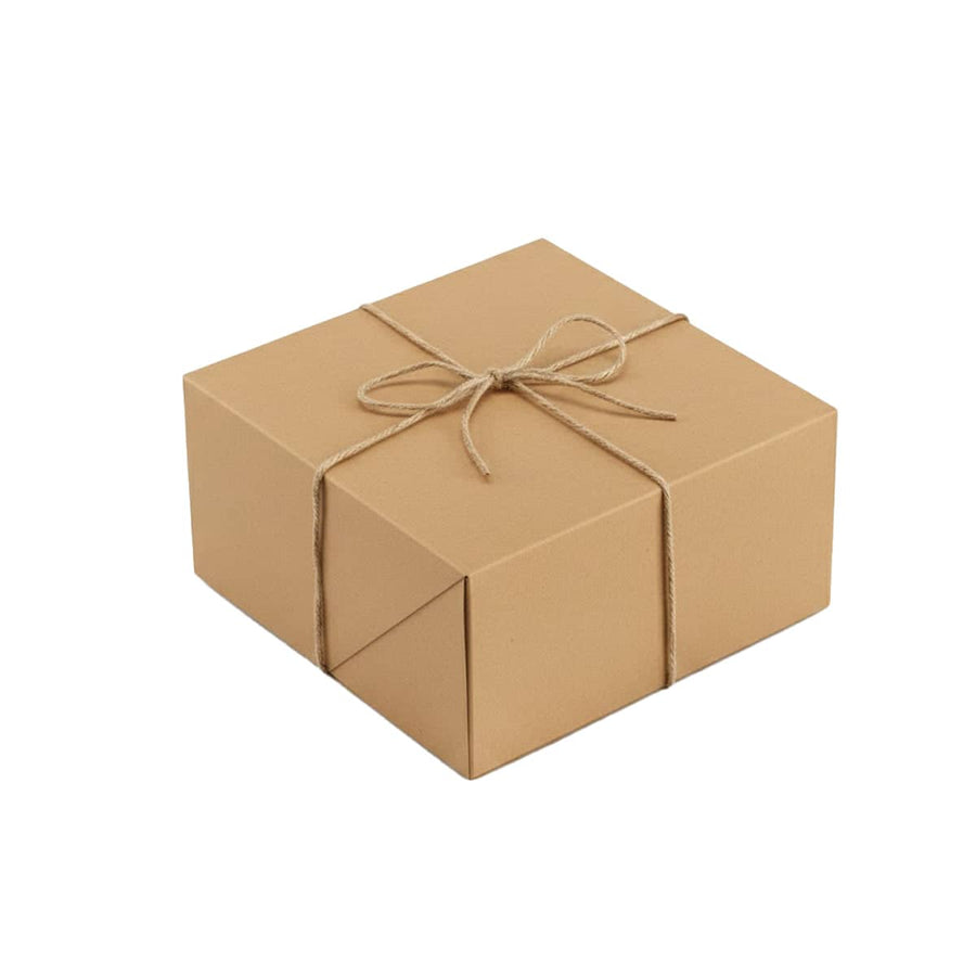 Paper Gift Boxes with Jute Rope, Pack of 10 - Kraft Brown