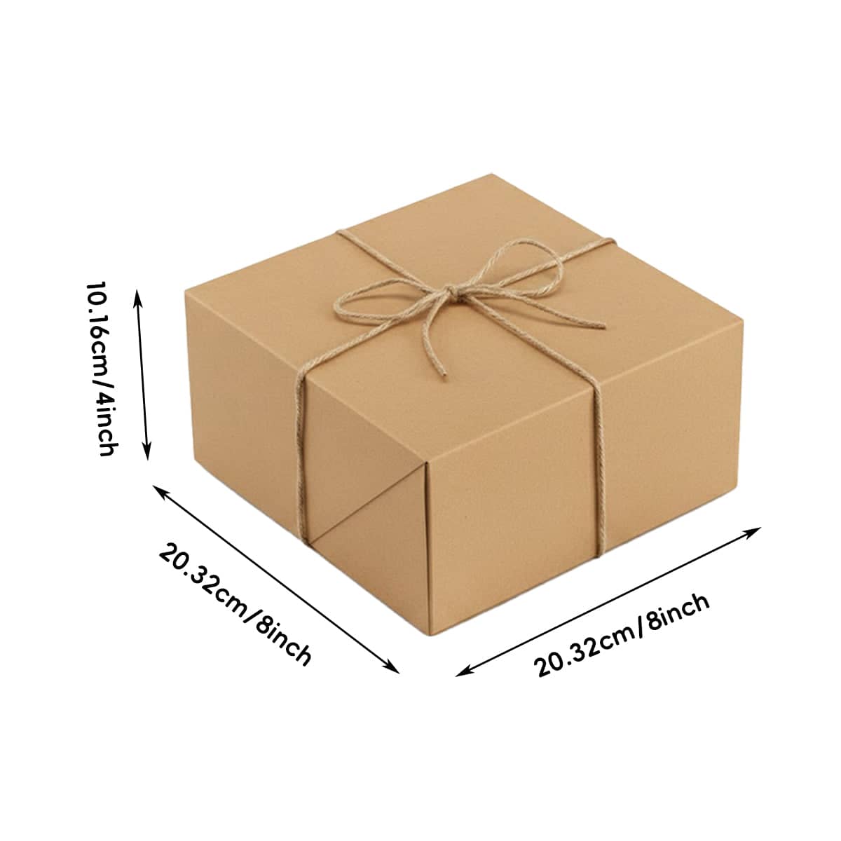 Paper Gift Boxes with Jute Rope, Pack of 10 - Kraft Brown - view 4