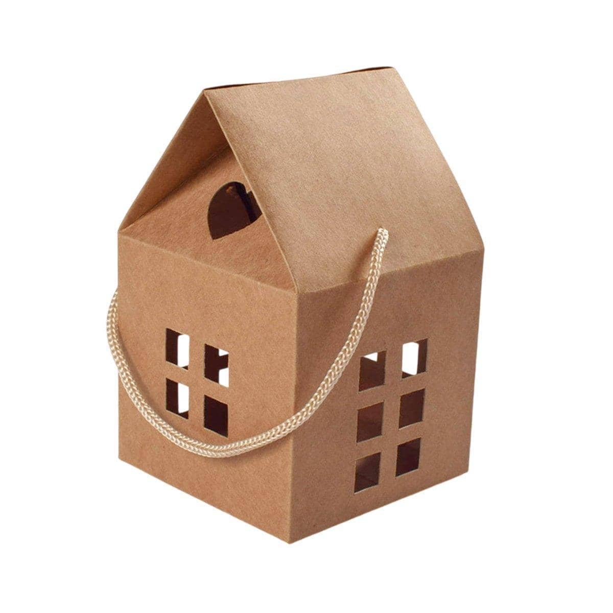 Paper House Cookie and Candy Box with Rope Handle - Khaki, Pack of 25