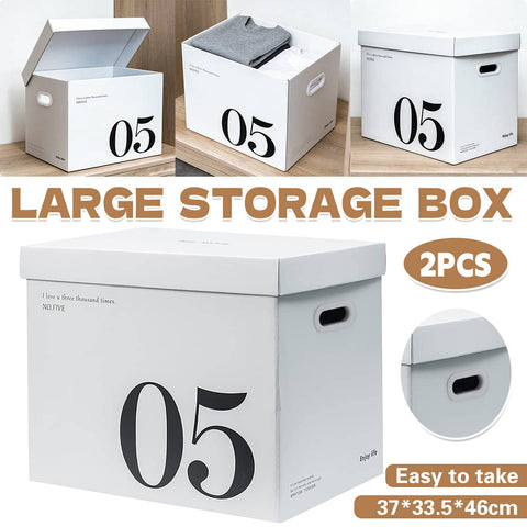 Paper Storage Boxes Set of 2, Large Capacity Portable Minimalist Design for Home