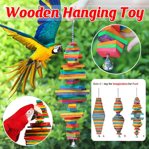 Parrot Beak Grinding Chew Toy, Multi-Layer Wooden Hanging Toy - 40cm