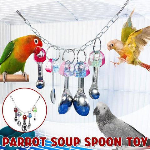 Parrot Chew Toy Set with Spoons and Strings for Beak Exercise and Fun