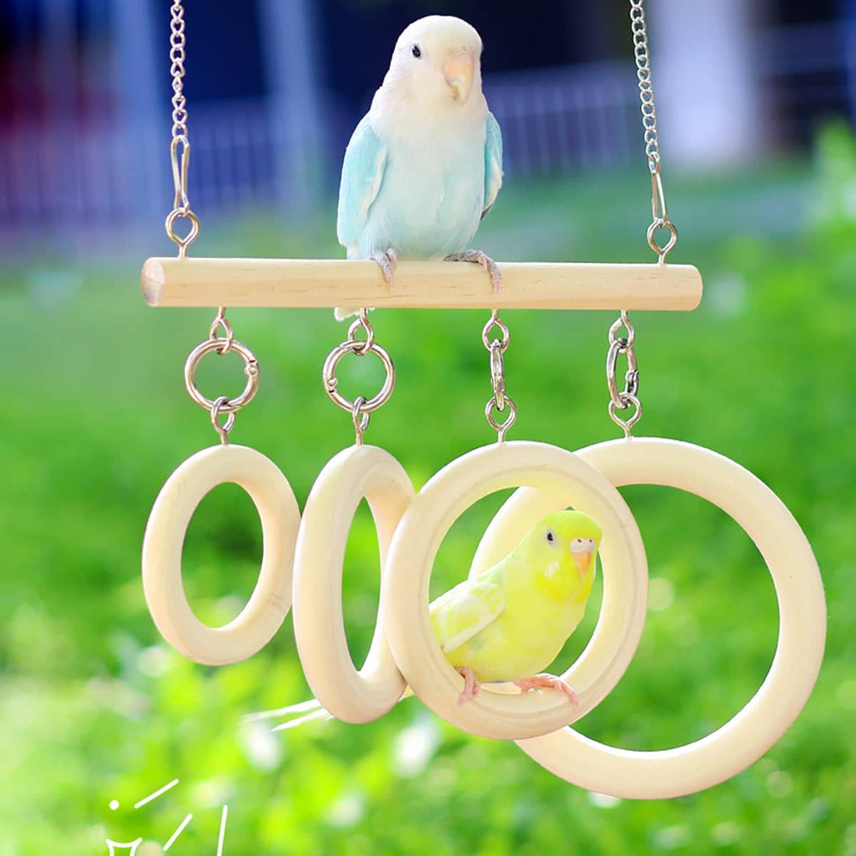 Parrot Chewing Toy Hanging Wooden Ring Swing for Small and Medium Parrots - view 4