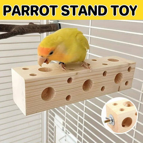 Parrot Chewing Wood Toy - Bird Stand and Drilling Stick for Pet Birds