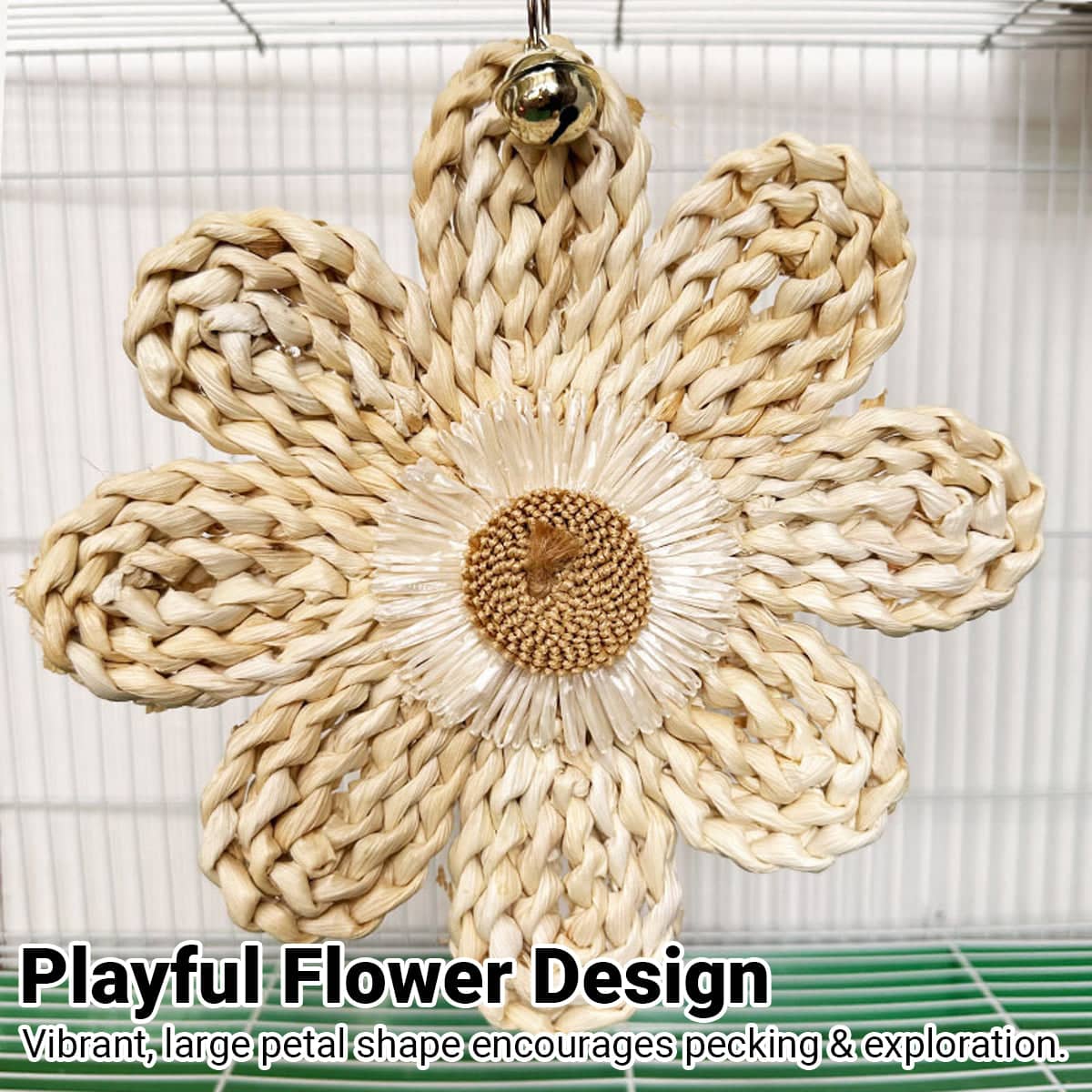 Parrot Corn Husk Chew Toy - Large Woven Flower, 22 cm - view 4