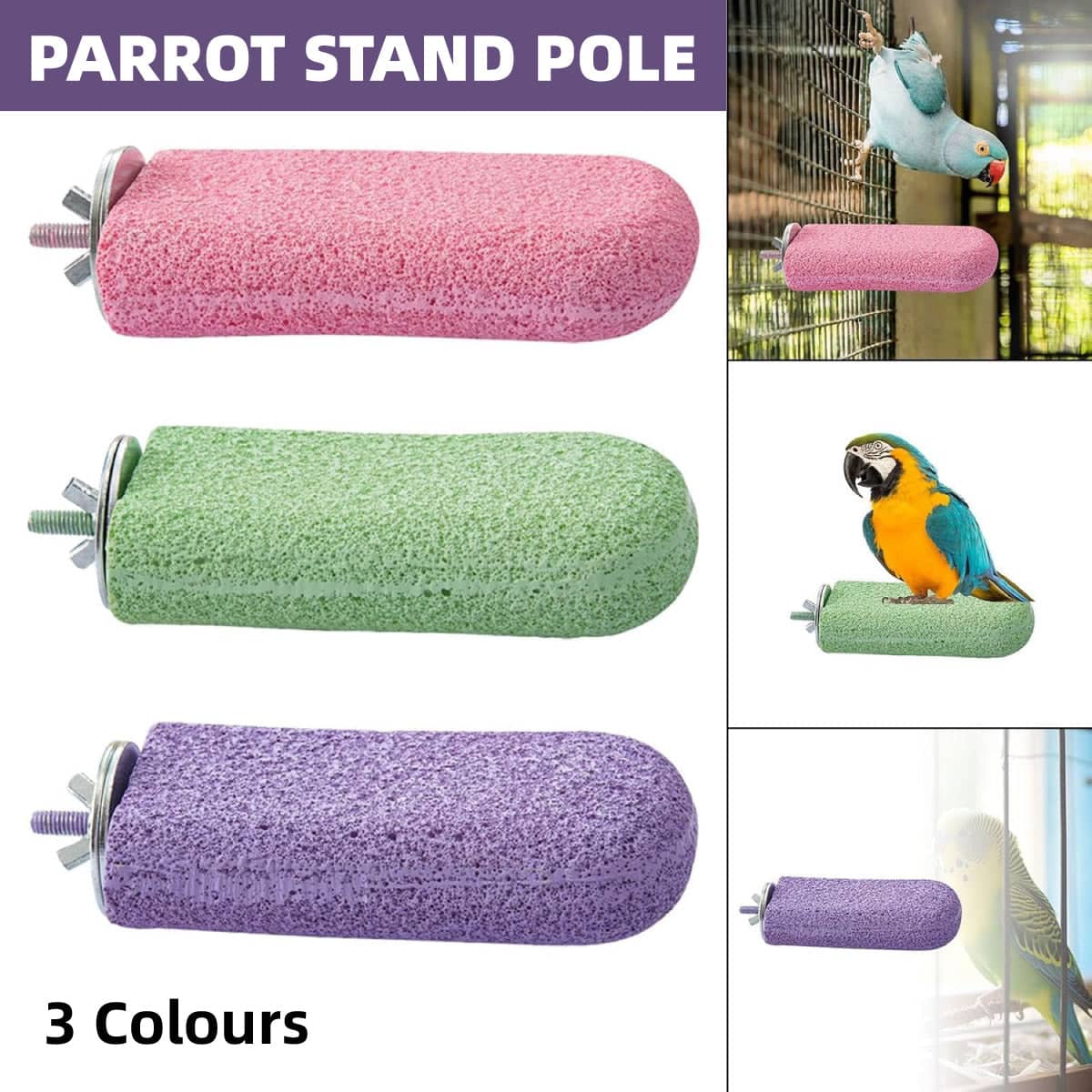 Parrot Perch with Textured Ice Cream Platform - Purple - view 2