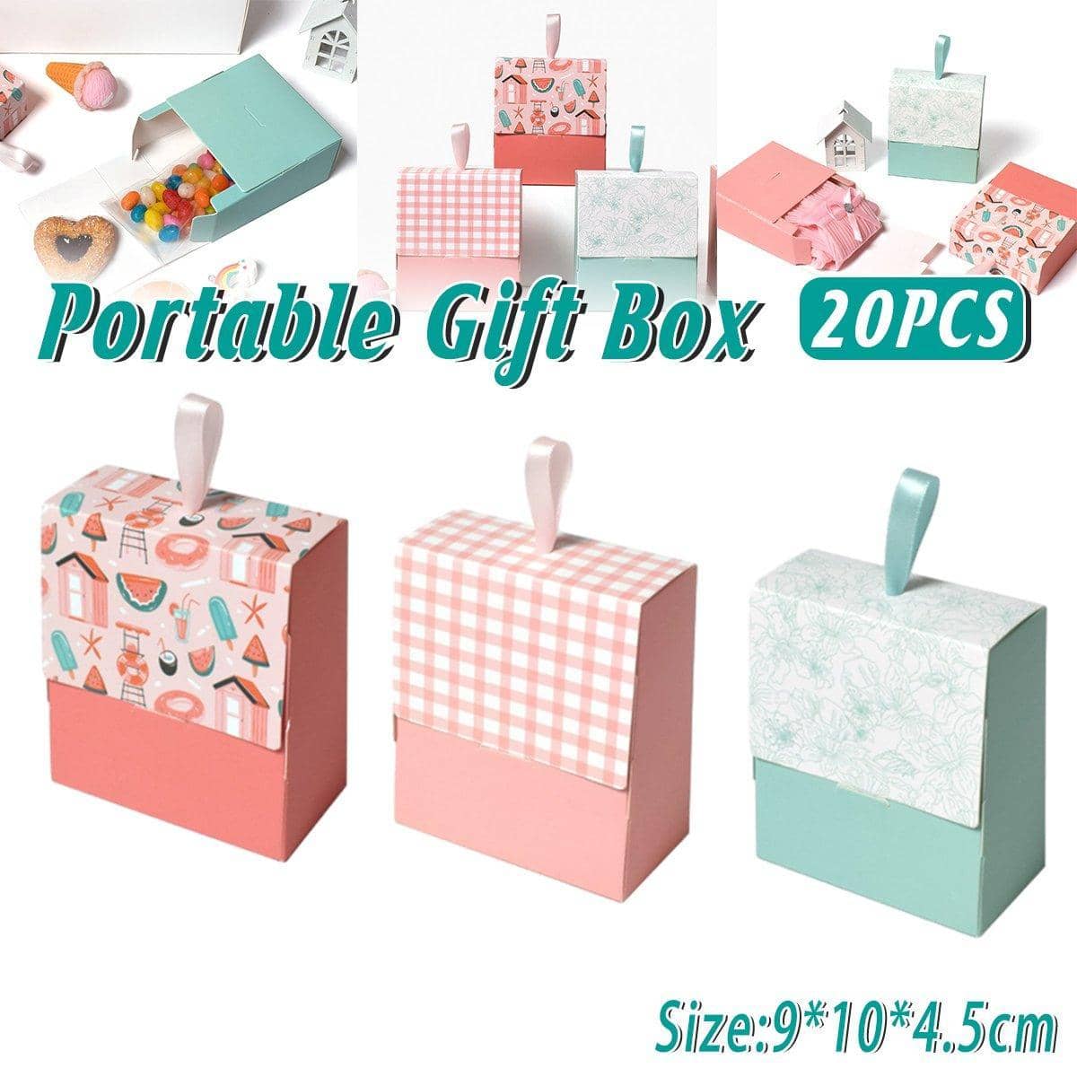 Party Favour Gift Boxes with Ribbon Pull, Pack of 20 - Red - view 2