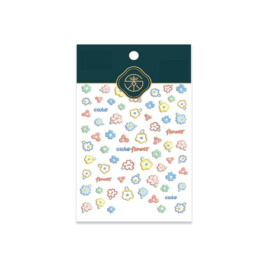 Pastel Flower Nail Stickers Sheet - Cute Flower
