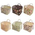 Pastoral Floral Fabric Storage Basket with Handles - Rust Roses on Cream - view 3