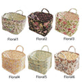 Pastoral Floral Fabric Storage Basket with Handles - Rust Roses on Cream - view 5