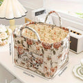 Pastoral Floral Fabric Storage Basket with Handles - Sage Green Floral - view 4